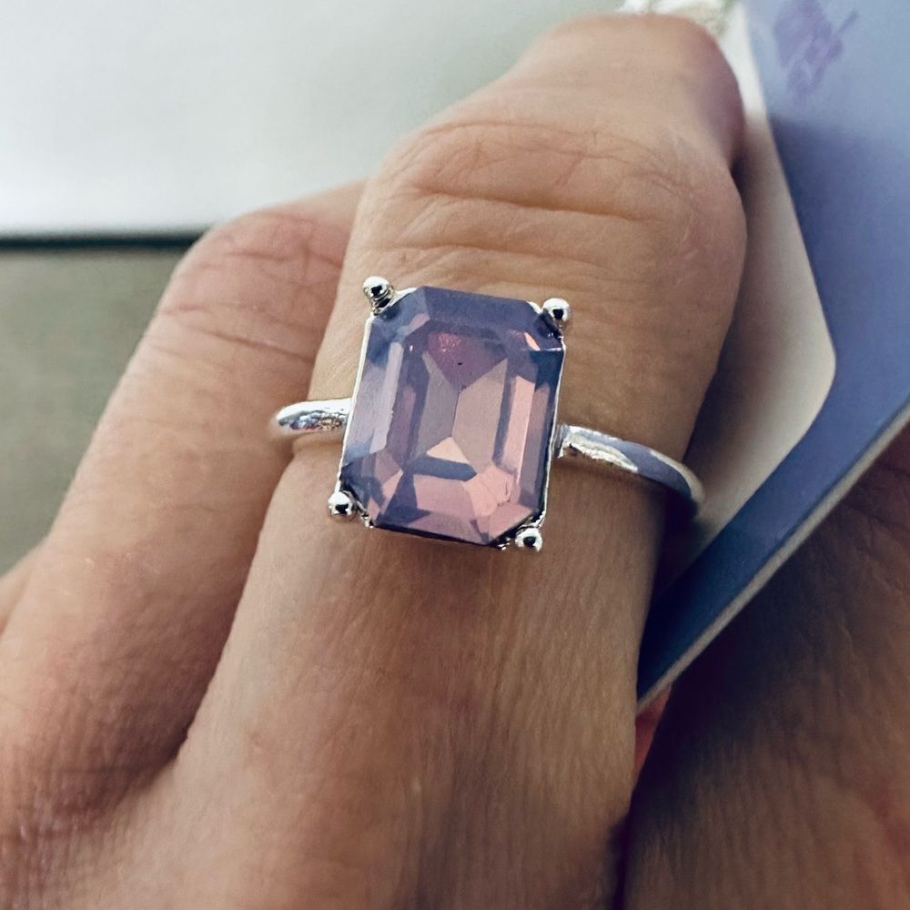 Claire’s Pink Purple Jewel Crystal Silver Ring
